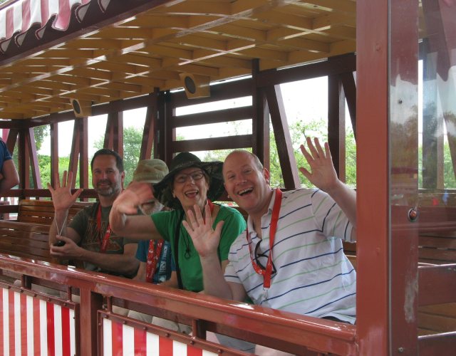 On the train, Jim, Tom, Fran, and Dennis.  Happy faces!  Such a great place to spend time with family!